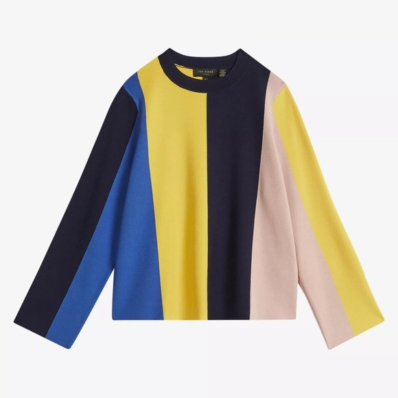 Ted Baker Fenchi stripe-print A-line woven jumper​ - Picture 1 of 5